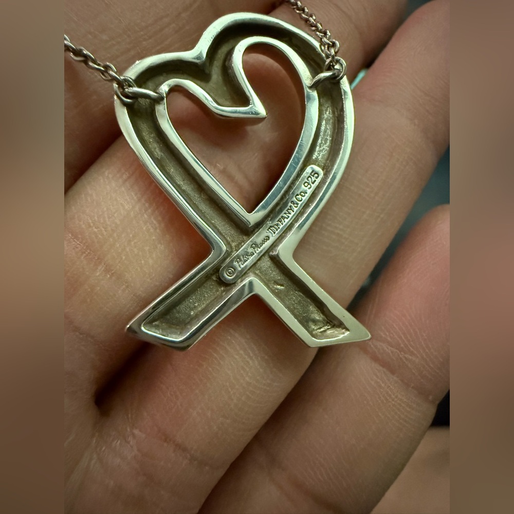 Tiffany & Co. Sterling Silver Paloma Picasso Loving Heart Chain Necklace 24" - Picture 7 of 10